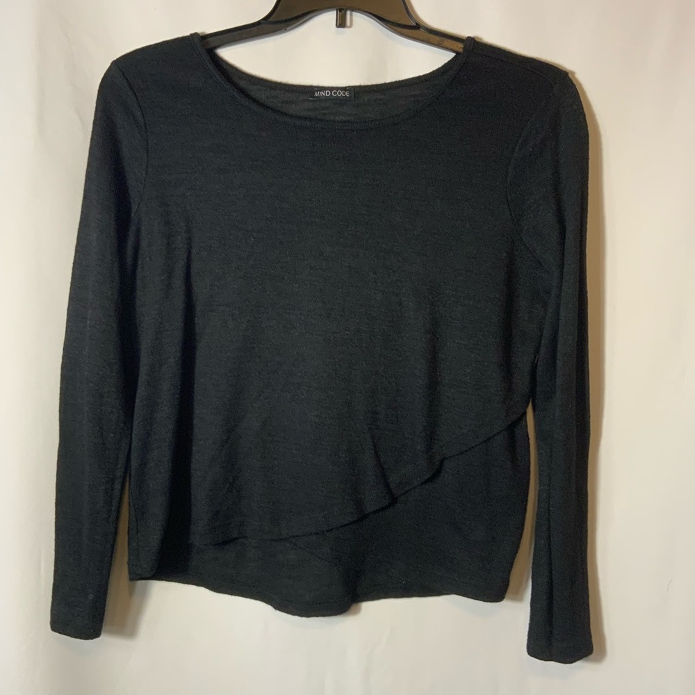 Mind Code Charcoal Long Sleeve Top